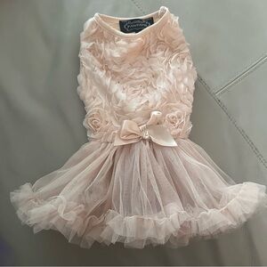 Doggie 🐕 Blush Pink Rosette Tulle Dress with Satin Bow